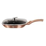 BerlingerHaus Pánev grilovací s mramorovým povrchem a poklicí Rosegold Metallic Line, 28 cm