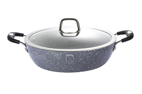 BerlingerHaus Pekáč kulatý s mramorovým povrchem s poklicí Gray Stone Touch Line, 28 cm