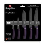 BerlingerHaus Sada nožov s magnetickou lištou Purple Metallic Line, 6 ks