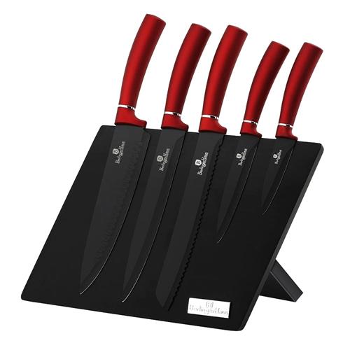 BerlingerHaus Sada nožov s magnetickým stojanom Burgundy Metallic Line, 6 ks