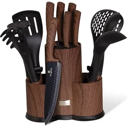 BerlingerHaus Sada nožů a kuchyňského náčiní ve stojanu 12 ks Ebony Line Rosewood