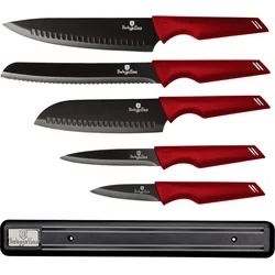 BerlingerHaus Sada nožů s magnetickým držákem 6 ks Burgundy Metallic Line