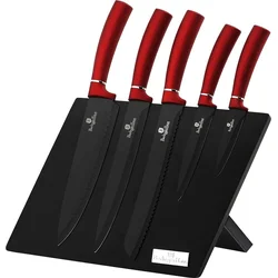BerlingerHaus Sada nožů s magnetickým stojanem Burgundy Metallic Line, 6 ks