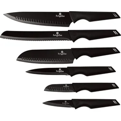 BerlingerHaus Sada nožů s nepřilnavým povrchem Black Professional Line, 6 ks