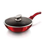 BerlingerHaus WOK panvica s pokrievkou s mramorovým povrchom Burgundy Metallic Line, 28 cm