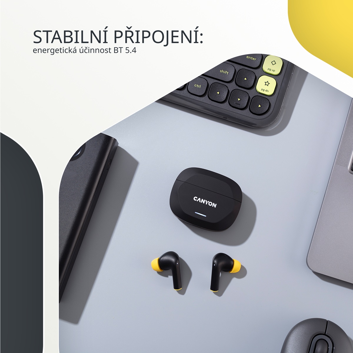 Bezdrátová stereo sluchátka True wireless Hexagon 7, bílo/béžová