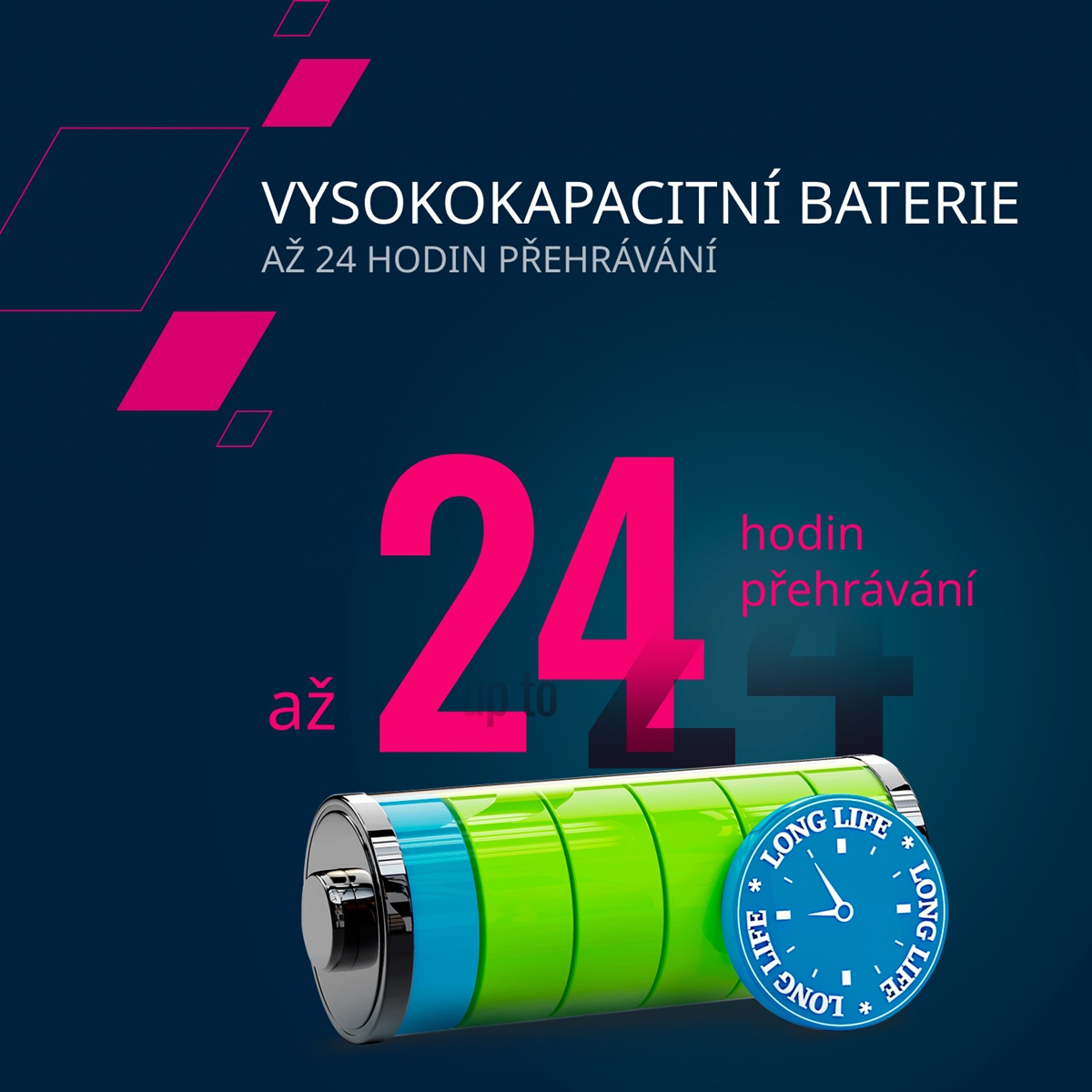 Bezdrátová stereo sluchátka True Wireless OnGo 9 černá
