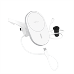 Bezdrôtová nabíjačka do auta Epico Ellipse 15 W s podporou MagSafe a adaptérom v balení - biela a strieborná