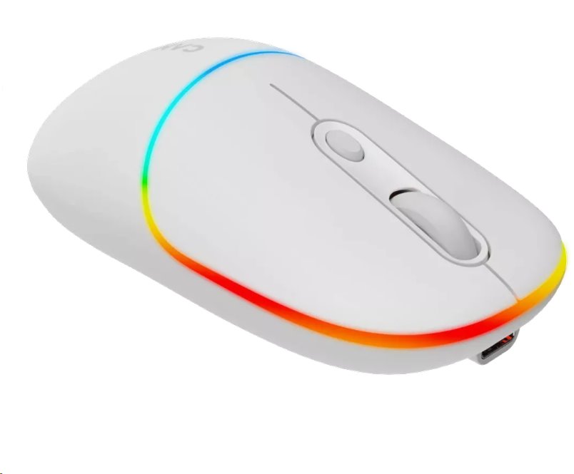 Bezdrôtová optická myš CANYON MW-22, RGB, 800/1200/1600 dpi, 4 tlačidlá, BT + 2,4 GHz, batéria 650 mAh, snehovo biela