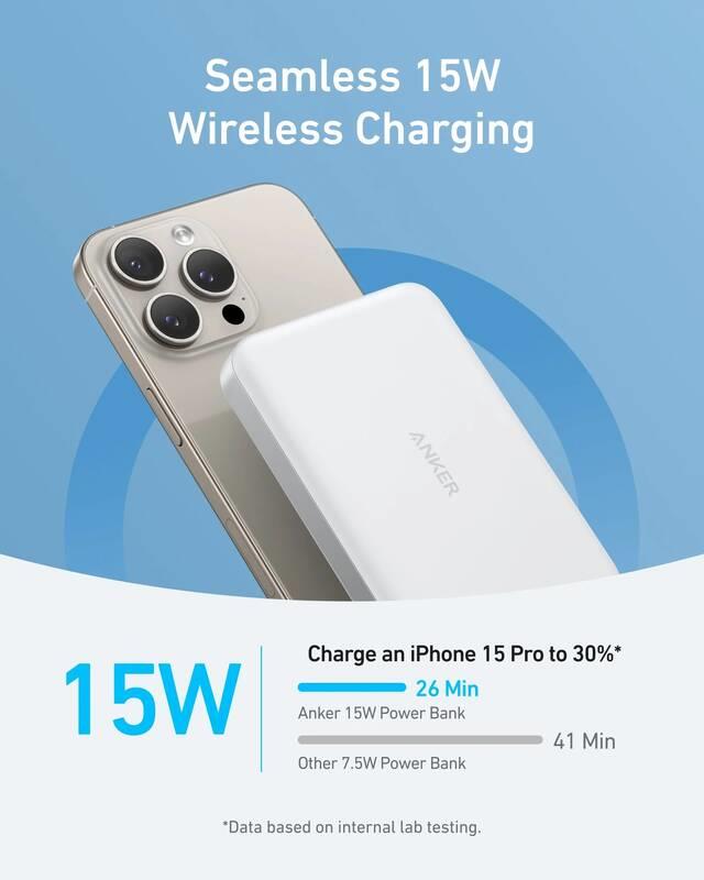 Bezdrôtová powerbanka Anker MagGo 10000mAh, 30W, biela