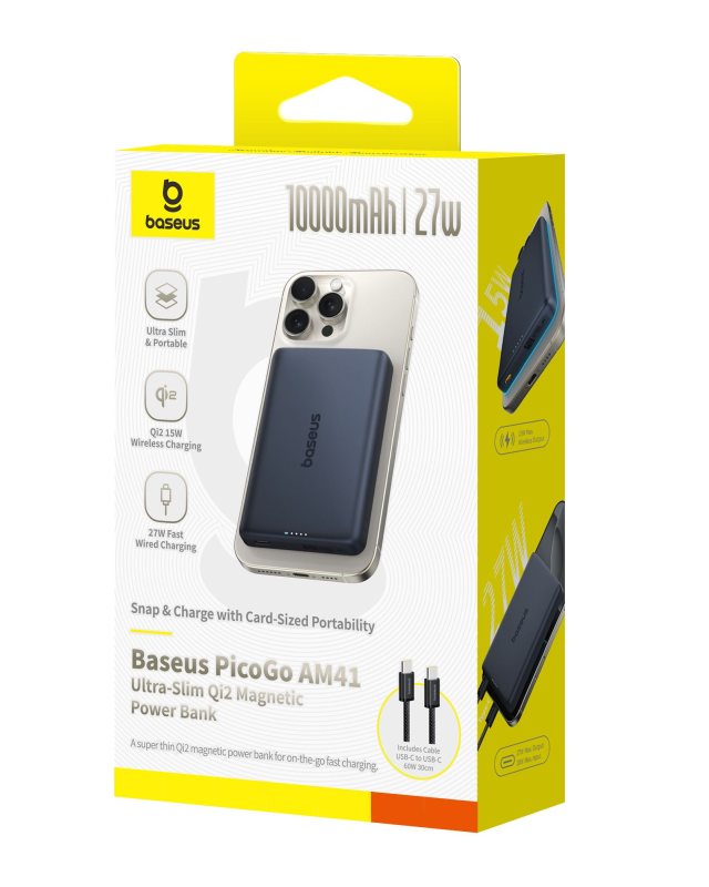 Bezdrôtová powerbanka Baseus AM41 10000mAh, 27W, čierna