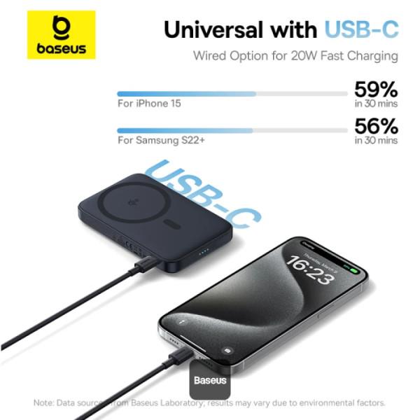 Bezdrôtová powerbanka Baseus PicoGo Qi2 5000mAh, 20W čierna