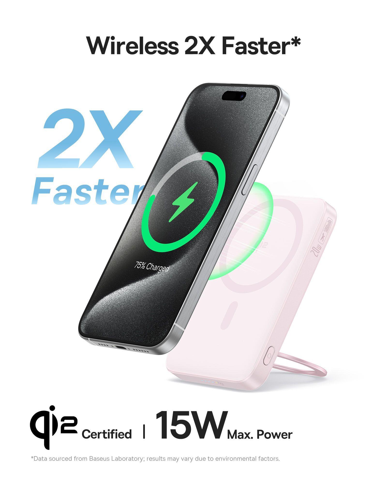 Bezdrôtová powerbanka Baseus PicoGo Qi2 5000mAh, 20W ružová