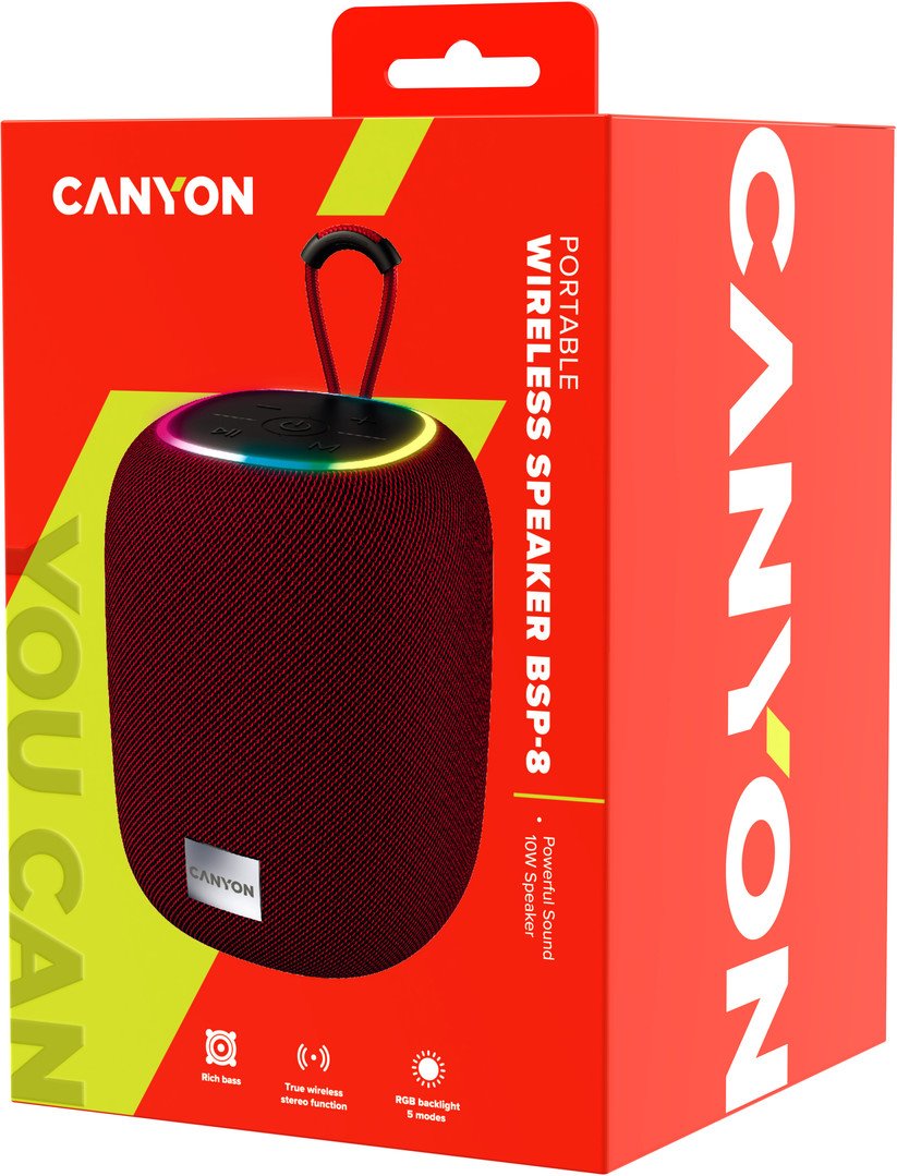 Bezdrôtový reproduktor CANYON BSP-8, červený