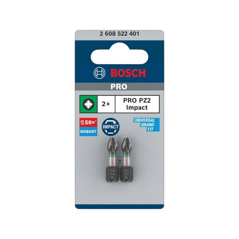 Bity BOSCH PRO Pozidriv Impact, PZ2, 25 mm, 2 ks (2.608.522.401)