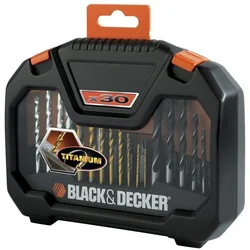 Black&Decker A7183 Nářadí sada, 30-dílná sada vrtáků a bitů, vrtáky do železa, zdiva a dřeva, kufr