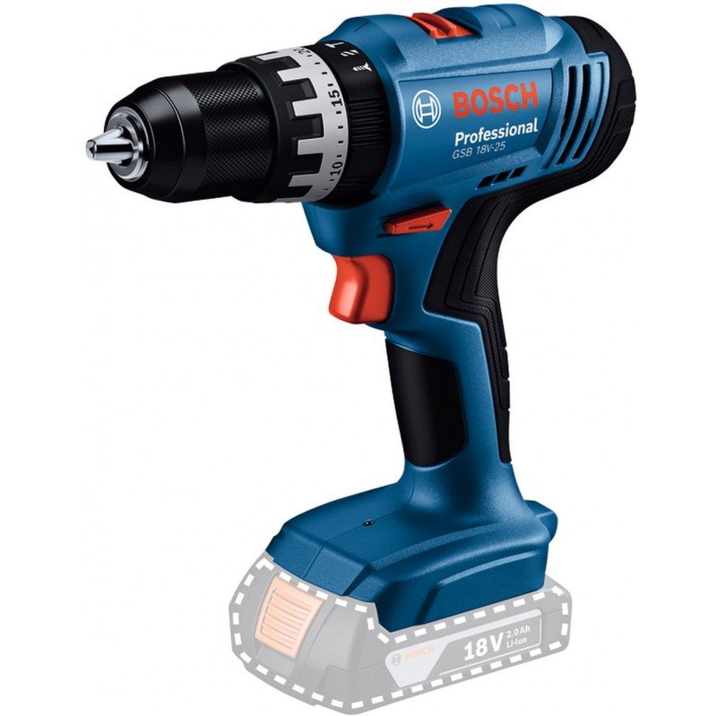BOSCH Akumulátorový příklepový vrtací šroubovák GSB 18V-25 (0.601.9K9.300)