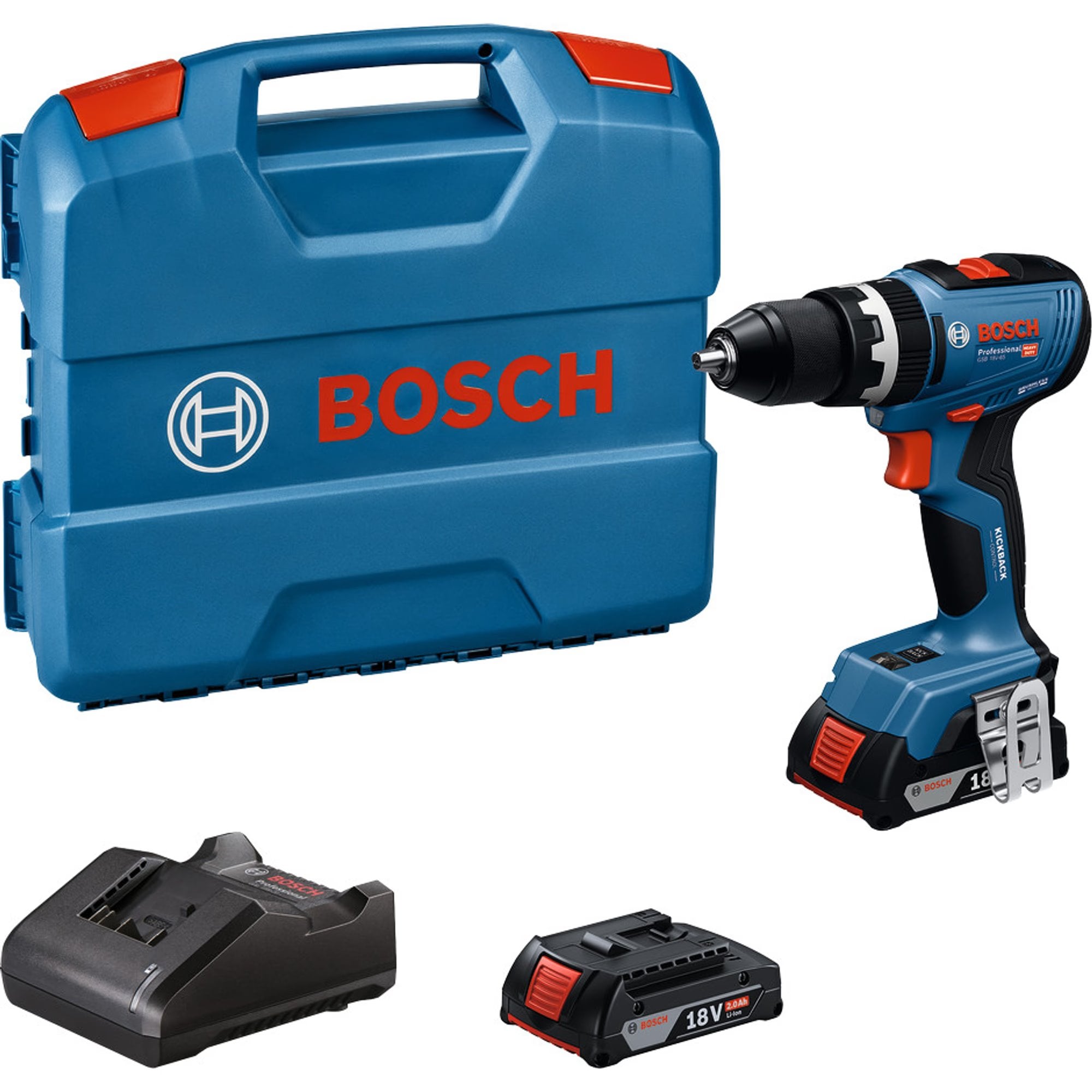 BOSCH Akumulátorový příklepový vrtací šroubovák GSB 18V-65 vč. bat. a nab. (0.601.9N3.100)