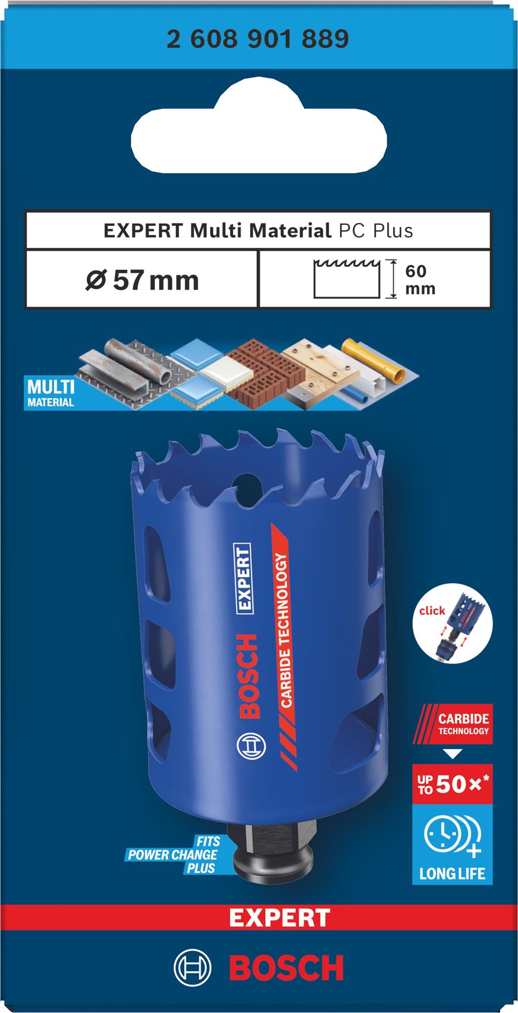 BOSCH Děrovka EXPERT Multi Material pro Power Change Plus, 57 × 60 mm (2.608.901.889)