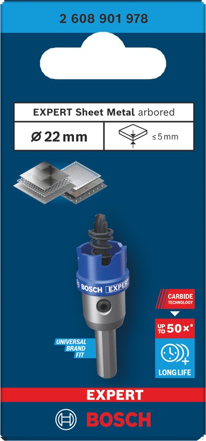 BOSCH Děrovka s adaptérem EXPERT Sheet Metal 22 × 5 mm (2.608.901.978)
