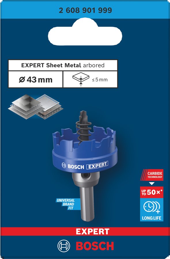 BOSCH Děrovka s adaptérem EXPERT Sheet Metal 43 × 5 mm (2.608.901.999)