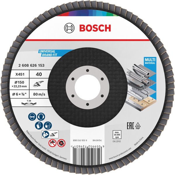 BOSCH Lamelový brusný kotouč X451, 150 × 22,23 mm, G40, T29 (2.608.626.153)