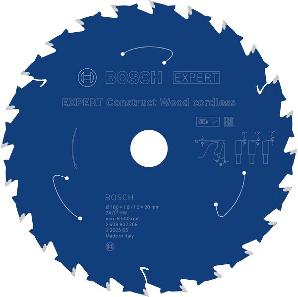 BOSCH Pilový kotouč EXPERT Construct Wood cordless, 160 × 1,6/1 × 20 mm, T24 (2.608.902.209)