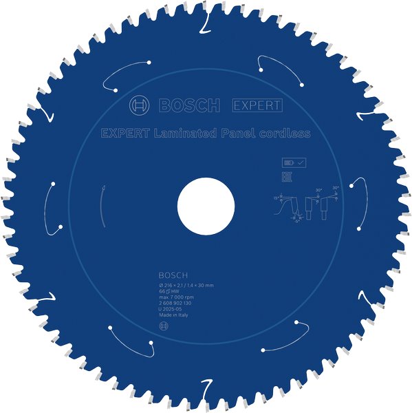 BOSCH Pilový kotouč EXPERT Laminated Panel cordless, 216 × 2,1/1,4 × 30 mm, T66 (2.608.902.130)