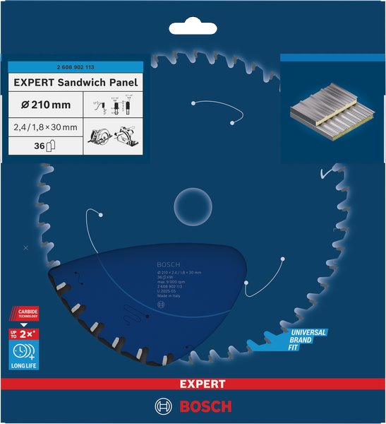 BOSCH Pilový kotouč EXPERT Sandwich Panel, 210 × 2,4/1,8 × 30 mm, T36 (2.608.902.113)