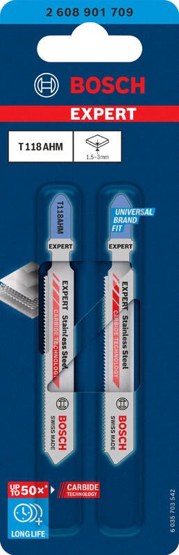 BOSCH Pílový list pre priamočiare píly EXPERT z nehrdzavejúcej ocele T118AHM, 2 ks (2.608.901.709)