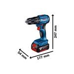 BOSCH Professional Profesionálny kombinovaný skrutkovač GSB 185-LI 2x akumulátorový + nabíjačka + príslušenstvo (0.615.990.N2P)