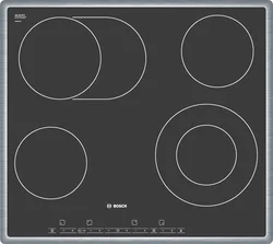 BOSCH sklokeramická varná deska PKN645T14, TouchControl, HighSpeed, 4 zóny - 1x dvouokruhová - 1x pečicí, nerez