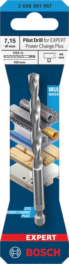 BOSCH Středicí vrták pro EXPERT Power Change Plus, HSS-G, O 7,15 × 60 × 105 mm (2.608.901.967)