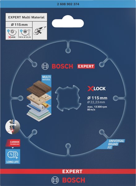 BOSCH Víceúčelové řezací kotouče EXPERT Carbide Multi Wheel X-LOCK 115 mm, 22,23 mm (2.608.902.374)