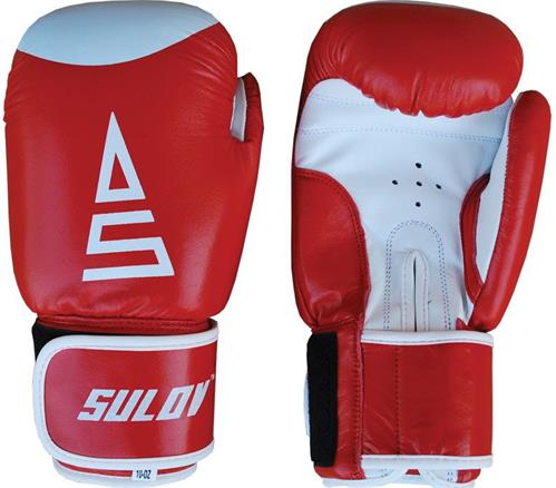 Box rukavice SULOV kožené 8oz., červeno-bílé