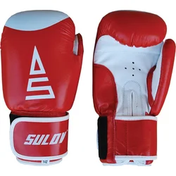 Box rukavice SULOV kožené 8oz., červeno-bílé