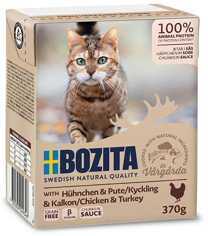 Bozita Cat kousky v omáčce s kuřecím a krůtím, tetrapak kapsička 370 g
