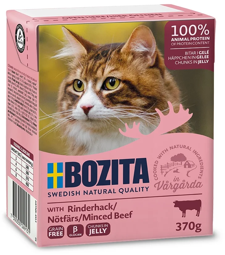 Bozita Cat kousky v želé s mletým hovězím, tetrapak kapsička 370 g