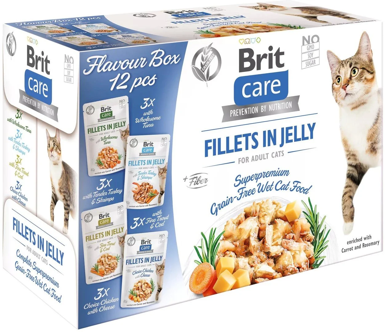 Brit Care Cat Flavour box Fillet in Jelly, 4x3 pcs. (12x85g) kapsičky pro kočky