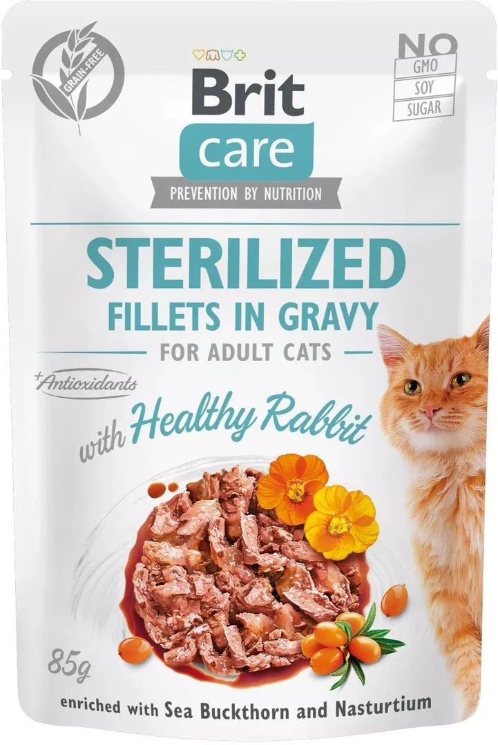 Brit Care Cat Sterilized. Fillets in Gravy with Healthy Rabbit 85g kapsičky pro kočky