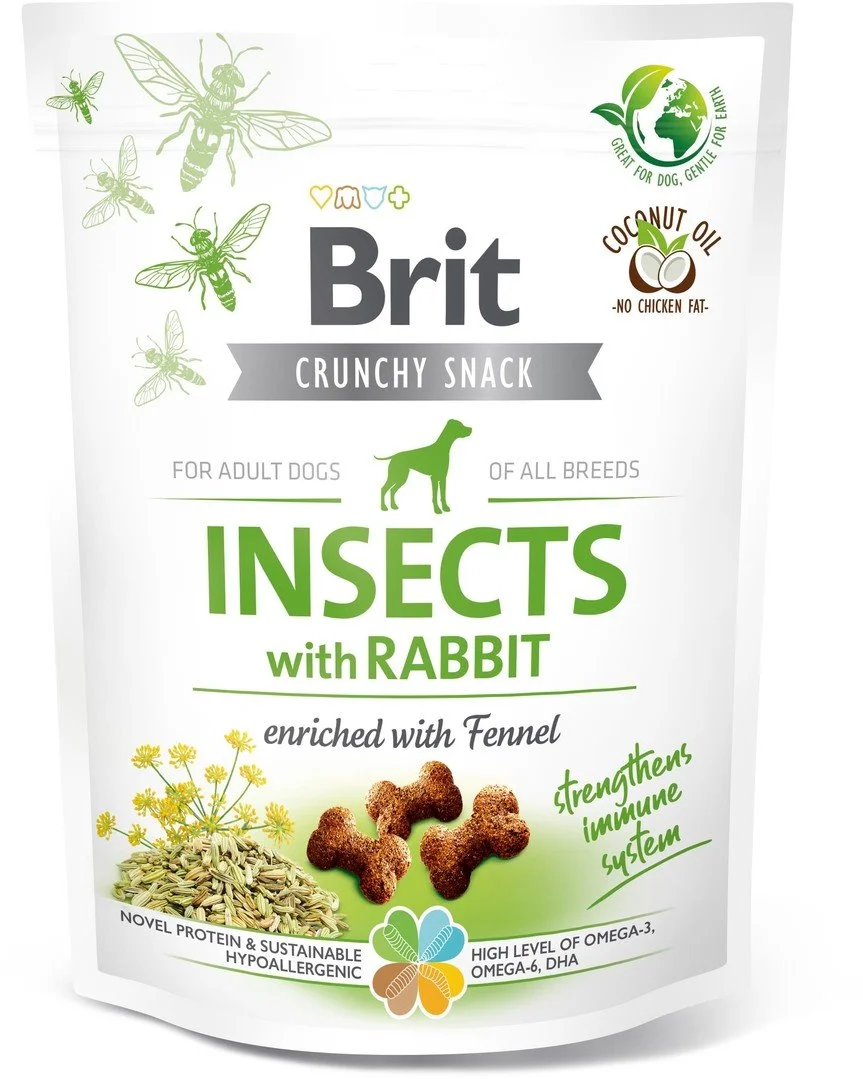Brit Care Dog Crunchy Cracker. Hmyz s králikom obohatený o fenikel, 200g pochúťky pre psov