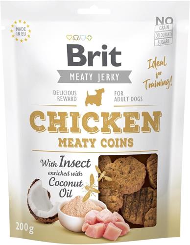 Brit Jerky Chicken with Insect Meaty Coins 200g pochúťky pre psov