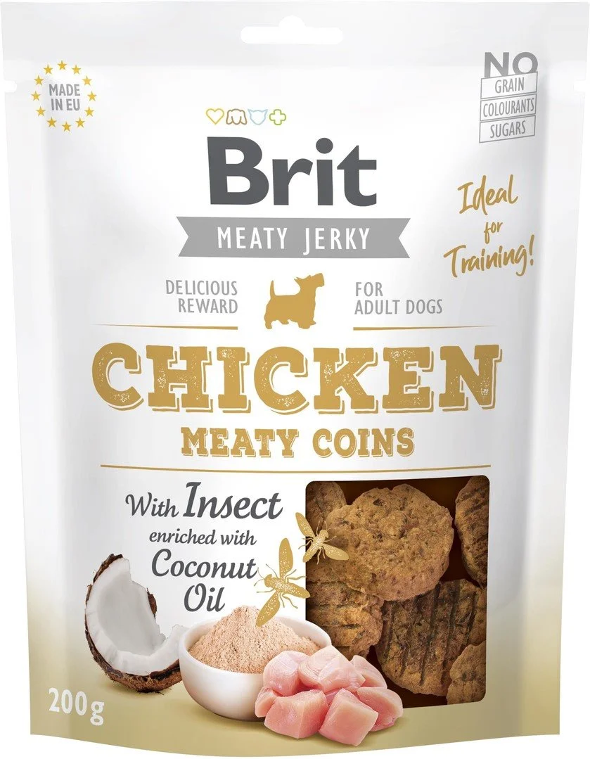 Brit Jerky Chicken with Insect Meaty Coins 200g pochúťky pre psov