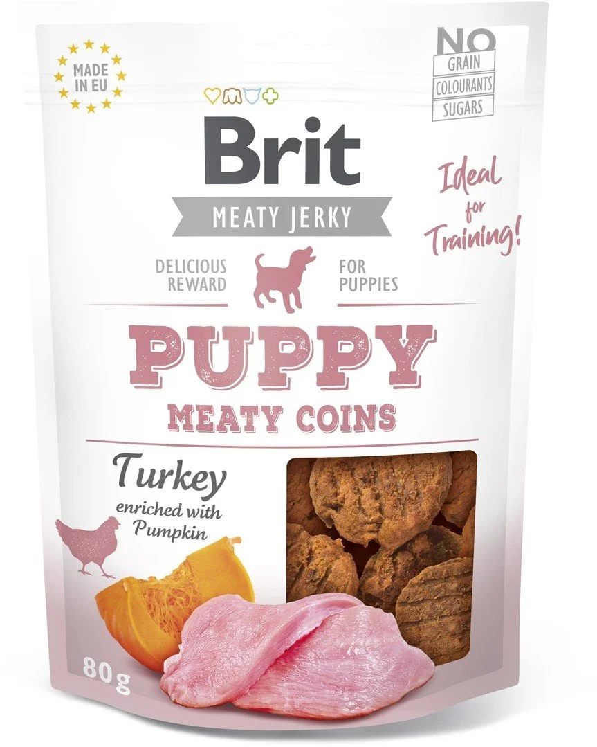 Brit Jerky Puppy Turkey Meaty Coins 80g pamlsky pro štěňata