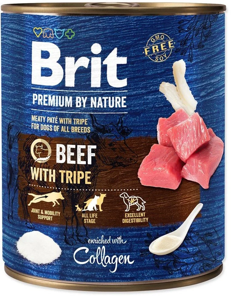Brit Premium by Nature Hovädzie mäso s tripsami 800g konzerva pre psy