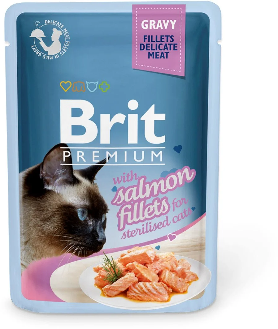 Brit Premium Cat Delicate Fillets in Gravy with Salmon for Sterilised 85g kapsičky pro kočky