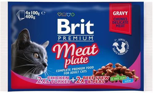 Brit Premium Cat Pouches Meat Plate 400g (4x100g) kapsičky pro kočky