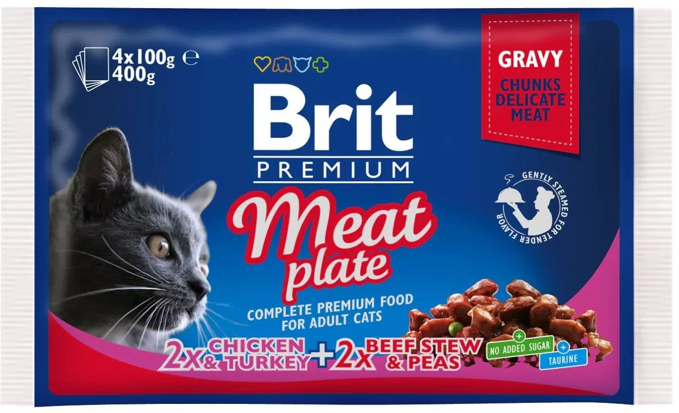 Brit Premium Cat Pouches Meat Plate 400g (4x100g) kapsičky pro kočky