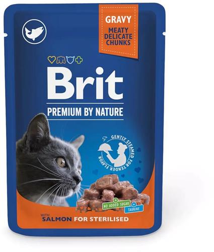 Brit Premium Cat Pouches Salmon for Sterilized 100g kapsičky pro kočky