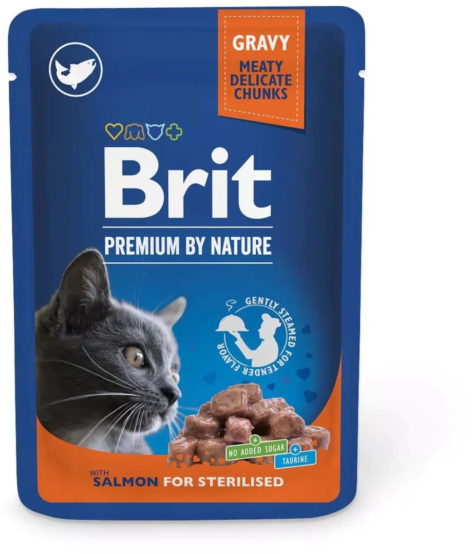Brit Premium Cat Pouches Salmon for Sterilized 100g kapsičky pro kočky